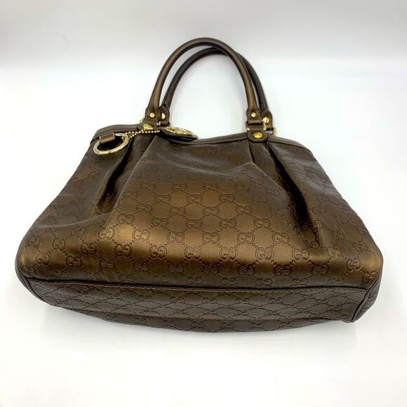 Auth GUCCI Guccisima Bronze Metallic Sukey Handbag Preloved Excellent Condition. - Picture 9 of 13
